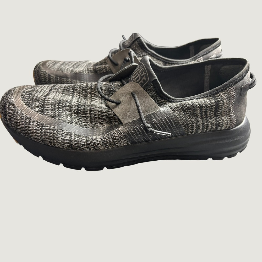 Hey Dude Sirocco Sneakers Men 13 Black Night Knit Lightweight Casual 40140-0WN